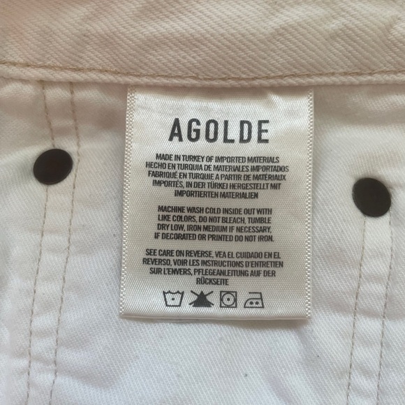 AGOLDE Parker White Denim Jean Shorts 29 Button Fly Distressed. Great condition! - Picture 5 of 7